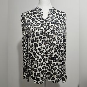 Stylish Black and White Leopard Print Button-Down Shirt
